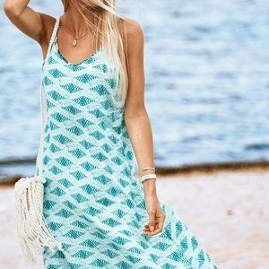 Aqua Blue Printed Midi Dress